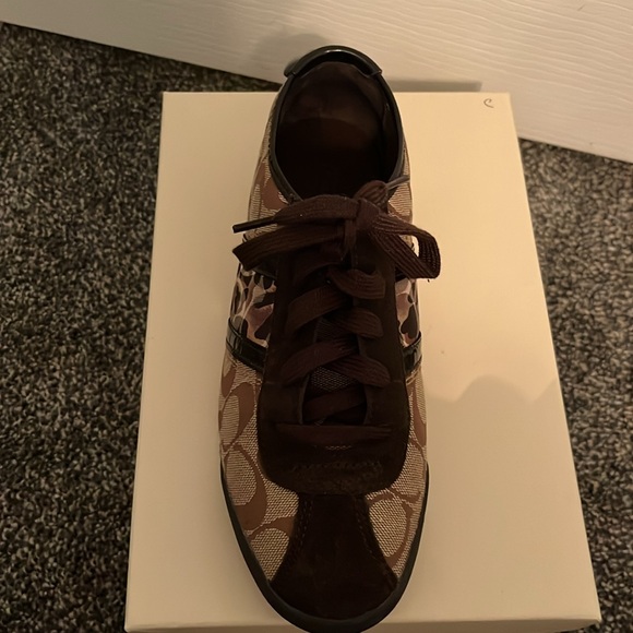 COACH Brown Sneakers with Cheetah Accent - Picture 2 of 4